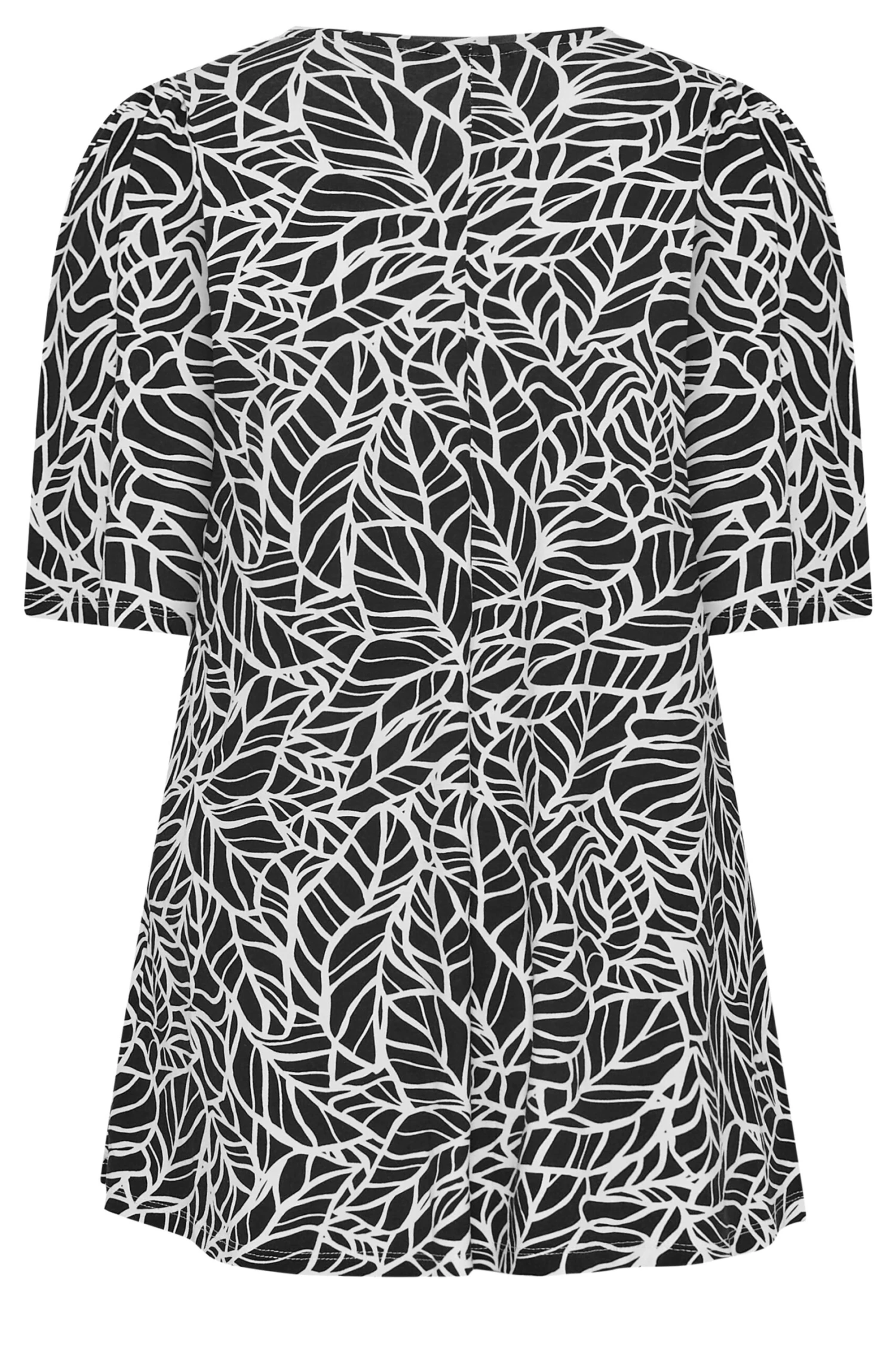 YOURS Curve Black Monochrome Floral Ditsy Top 6 YOURS Curve Black Monochrome Floral Ditsy Top - Image 6