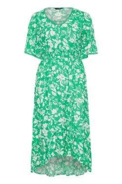 YOURS Curve Green Floral Dipped Hem Dress -Luna Looks Zone 60a100ff 604e 42 137119 X