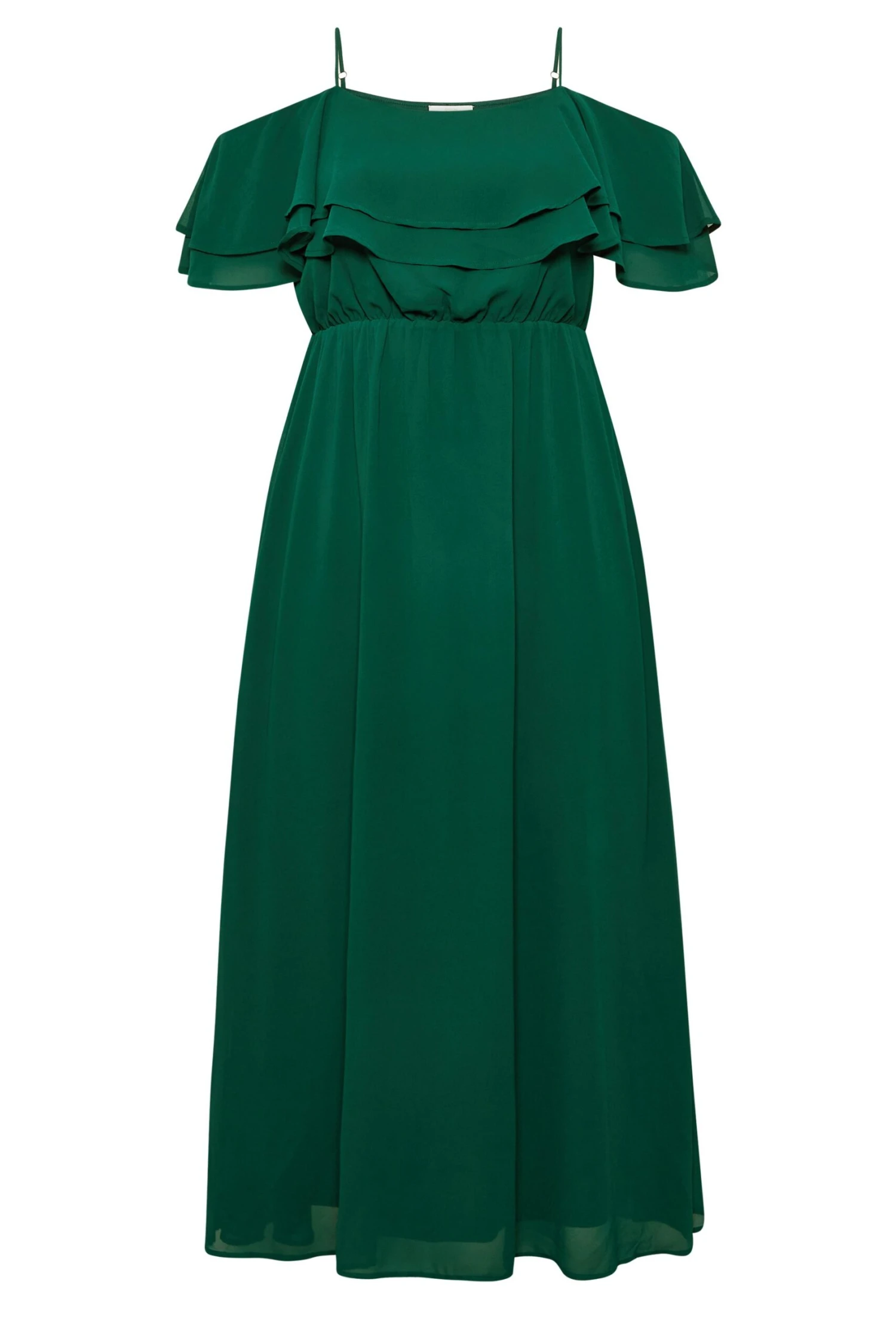 YOURS LONDON Curve Forest Green Bardot Ruffle Maxi Dress 5 YOURS LONDON Curve Forest Green Bardot Ruffle Maxi Dress - Image 5