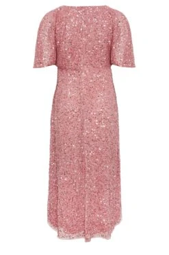 LUXE Curve Pink Hand Embellished Angel Sleeve Maxi Dress -Luna Looks Zone 60e3f038 e1df 40 161992 Y