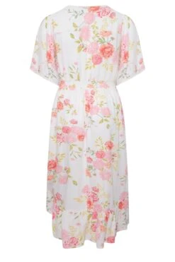 YOURS Curve White Floral Print Dipped Hem Midi Dress -Luna Looks Zone 60ec4c34 92cb 40 137329 Y