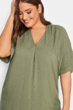 YOURS Curve Khaki Green Marl V-Neck Top 8 YOURS Curve Khaki Green Marl V-Neck Top -Luna Looks Zone 60f9e654 2629 42 174269 D