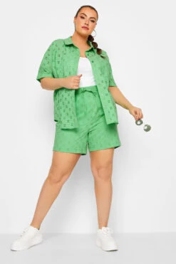 LIMITED COLLECTION Curve Green Broderie Anglaise Shorts 8 LIMITED COLLECTION Curve Green Broderie Anglaise Shorts -Luna Looks Zone 6133e8bc b4f9 4c 215529 B