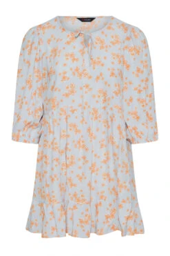 YOURS Curve Blue Floral Tie Neck Smock Top -Luna Looks Zone 614a7e85 3bf0 4f 173756 X