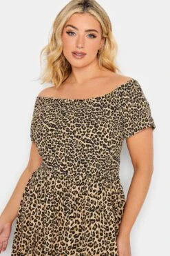 YOURS Curve Brown Leopard Print Shirred Maxi Dress -Luna Looks Zone 618e0802 df4c 4e 137345 D