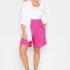 YOURS Curve Bright Pink Woven Shorts
