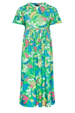 YOURS Curve Green Abstract Print Smock Dress -Luna Looks Zone 6230d723 f082 49 137388 X