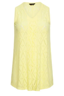 YOURS Curve Yellow Pointelle Vest Top -Luna Looks Zone 627043bf ff47 4b 301843 X