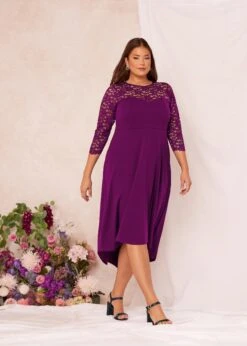 YOURS LONDON Curve Purple Lace Sweetheart Midi Dress -Luna Looks Zone 638f3222 5263 40 161544 L