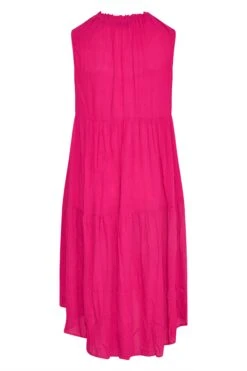 YOURS Curve Hot Pink Sleeveless Crinkle Dress -Luna Looks Zone 63e50c37 b6e9 43 137121 Y