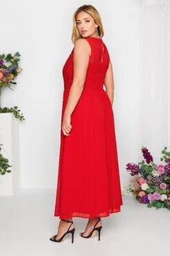 YOURS LONDON Curve Red Lace Front Chiffon Maxi Dress -Luna Looks Zone 64478a7b 6d30 43 161892 D