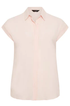 YOURS Curve Light Pink Collared Shirt -Luna Looks Zone 6463d835 b658 4d 174295 X