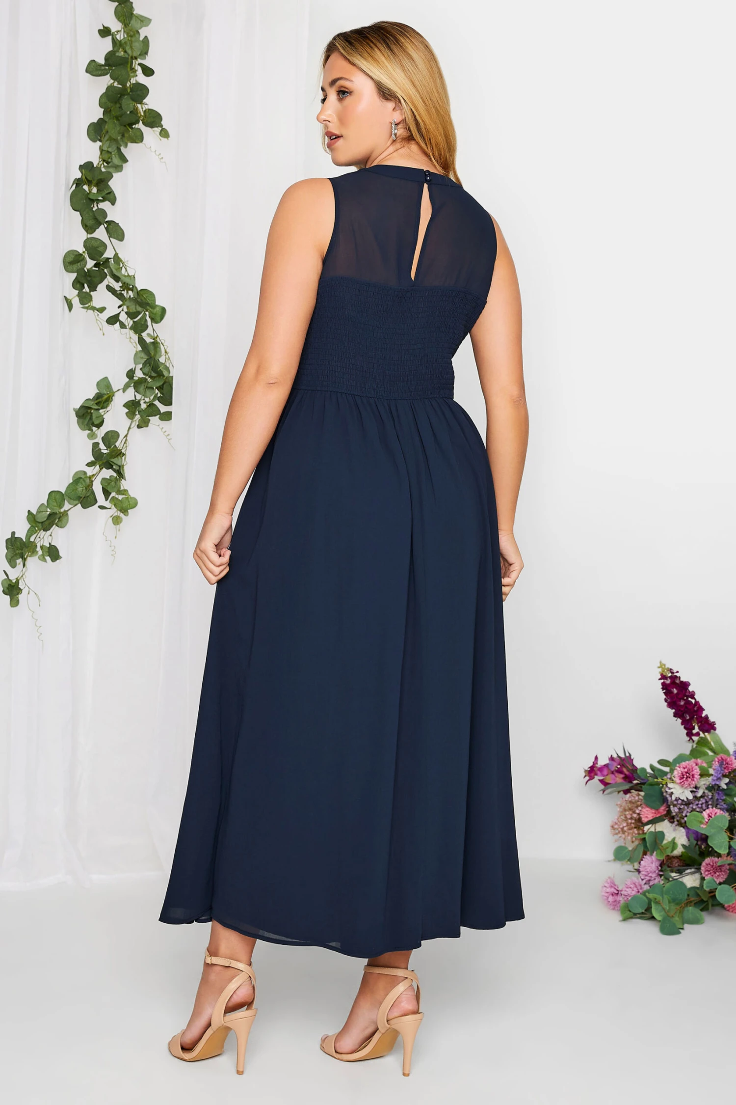 YOURS LONDON Curve Dark Blue Lace Front Chiffon Maxi Dress 2 YOURS LONDON Curve Dark Blue Lace Front Chiffon Maxi Dress - Image 2