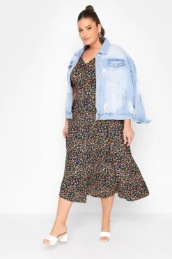 LIMITED COLLECTION Curve Navy Blue Floral Tea Dress