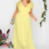 YOURS LONDON Curve Yellow Lace Detail Wrap Maxi Dress