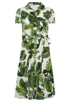 YOURS PETITE Curve Green Leaf Print Shirt Dress -Luna Looks Zone 669ee534 4d6b 4d 174476 X