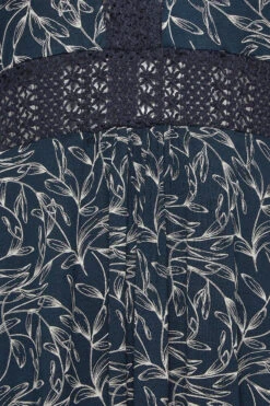 YOURS Curve Navy Blue Leaf Print Lace Detail Dress -Luna Looks Zone 66ce2659 1e90 48 302046 Z