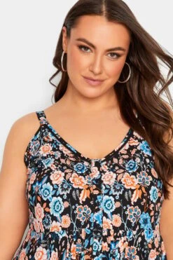 YOURS Curve Black Floral Hanky Hem Midaxi Dress -Luna Looks Zone 66d509a4 db75 44 137346 D