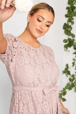 YOURS LONDON Curve Light Pink Floral Lace Skater Dress -Luna Looks Zone 67b30a79 1a5d 4d 161996 D