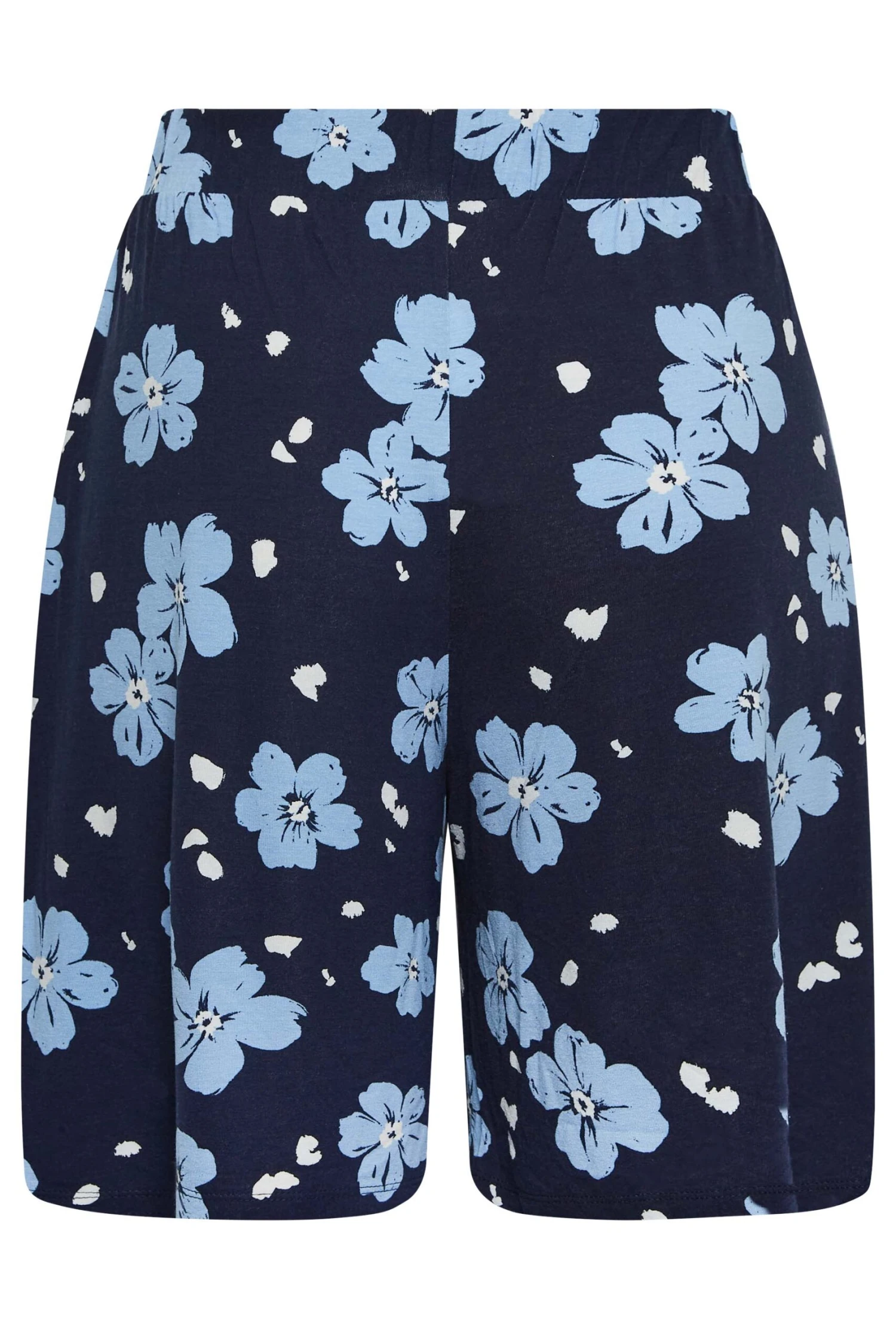 YOURS Curve Navy Blue Floral Print Jersey Shorts 5 YOURS Curve Navy Blue Floral Print Jersey Shorts - Image 5