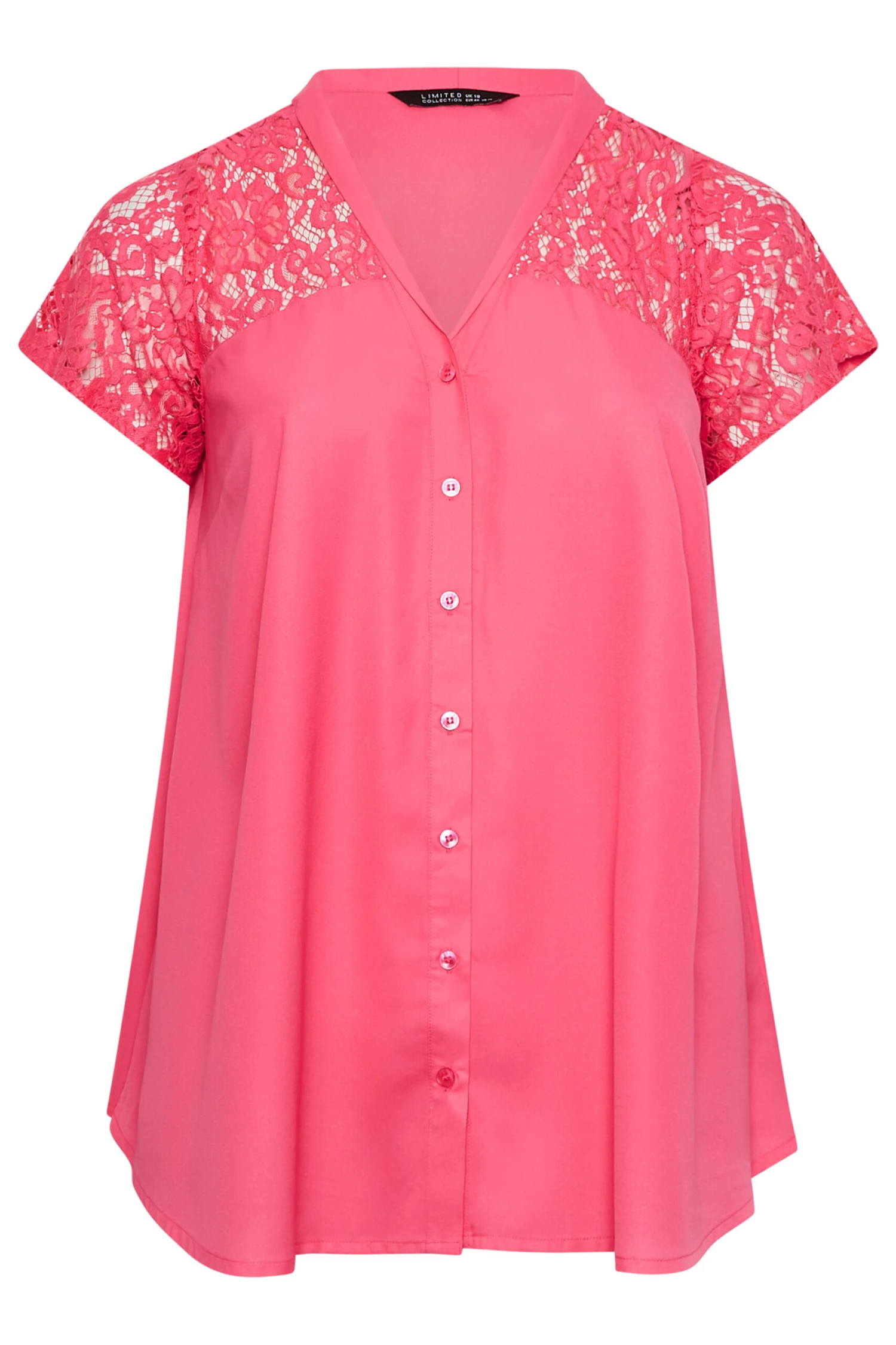 LIMITED COLLECTION Curve Pink Lace Insert Blouse 5 LIMITED COLLECTION Curve Pink Lace Insert Blouse - Image 5