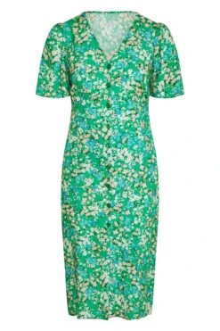 YOURS LONDON Curve Green Floral Print Button Through Tea Dress -Luna Looks Zone 6a5e2a6b 2d32 44 161579 X