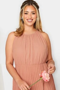 YOURS LONDON Curve Pink Pleated Maxi Dress -Luna Looks Zone 6afdbddb 7ace 4c 161883 D