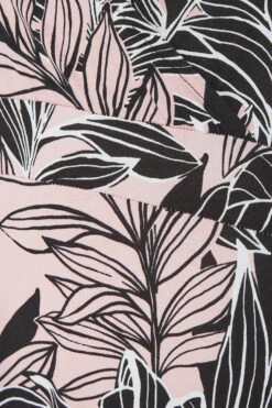 YOURS Curve Black & Pink Leaf Print V-Neck Midaxi Dress -Luna Looks Zone 6b2afe64 4d0e 46 302226 Z