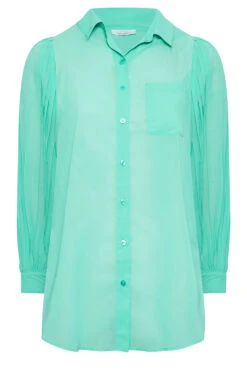 YOURS LONDON Curve Turquoise Blue Pleat Sleeve Shirt 10 YOURS LONDON Curve Turquoise Blue Pleat Sleeve Shirt -Luna Looks Zone 6b362f69 d84c 47 162008 X