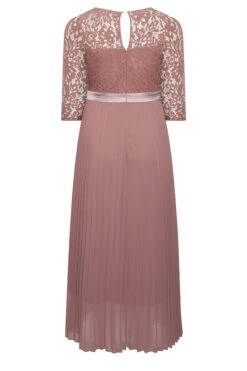YOURS LONDON Curve Blush Pink Lace Pleated Maxi Dress -Luna Looks Zone 6b52a21b b369 4d 161901 Y
