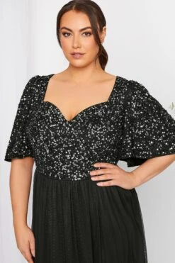 LUXE Curve Black Sequin Sweetheart Ruffle Maxi Dress 8 LUXE Curve Black Sequin Sweetheart Ruffle Maxi Dress -Luna Looks Zone 6ba3a5bc 0ff7 46 161991 D