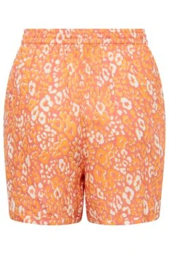 LIMITED COLLECTION Curve Orange Leopard Print Crinkle Shorts -Luna Looks Zone 6be65fce 78c2 40 215555 Y