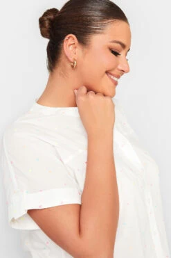 YOURS Curve White Dobby Spot Shirt -Luna Looks Zone 6bf2c47b 99b9 4b 330030 E