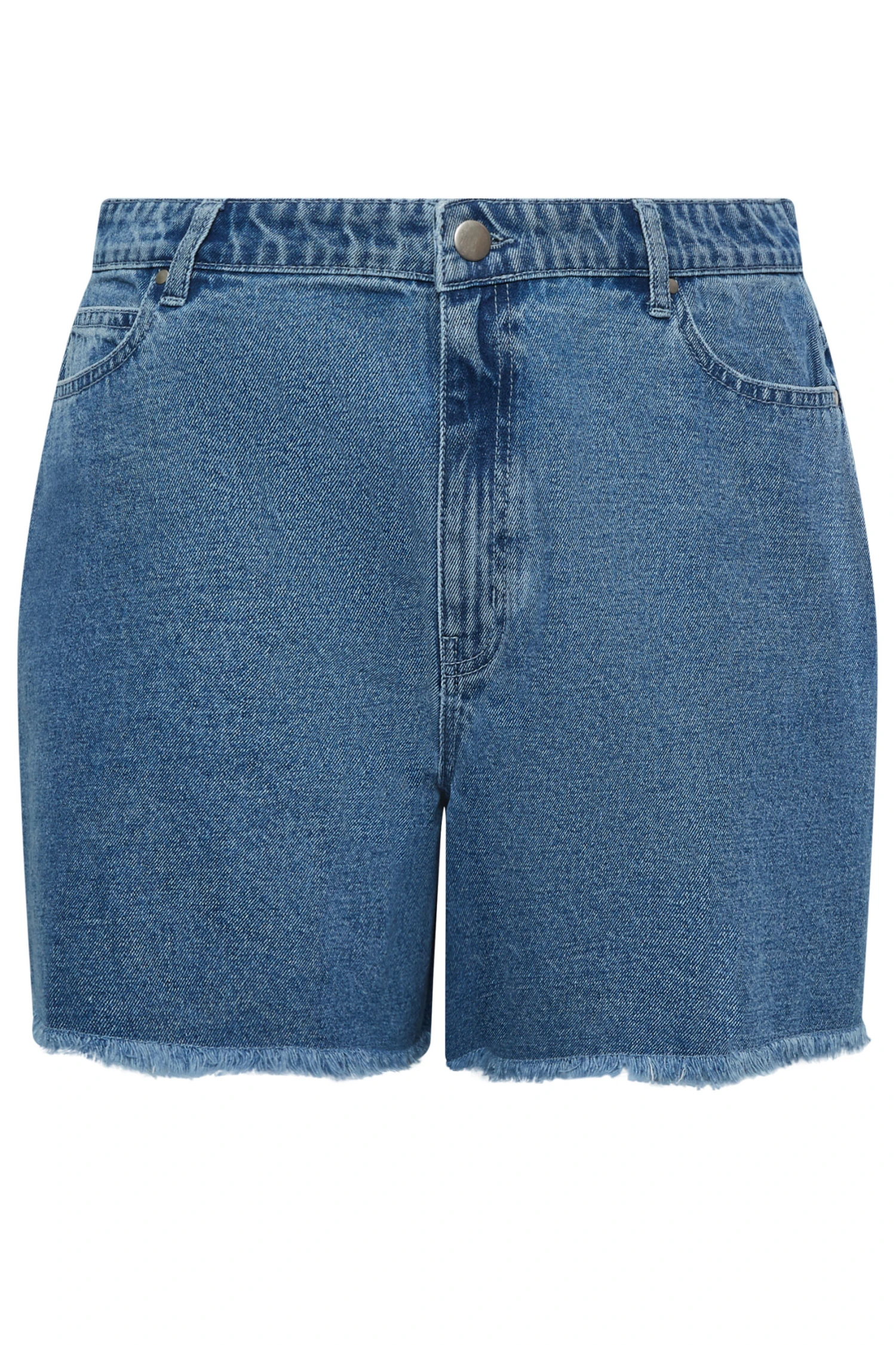 YOURS Curve Mid Blue Floaty Denim Shorts 3 YOURS Curve Mid Blue Floaty Denim Shorts - Image 3