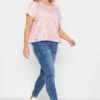 PixieGirl YOURS PETITE Curve Light Pink Broderie Anglaise Short Sleeve Top