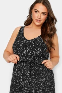 YOURS LONDON Curve Black Spot Print Pleated Maxi Dress -Luna Looks Zone 6d6eed0e 373a 44 162083 D