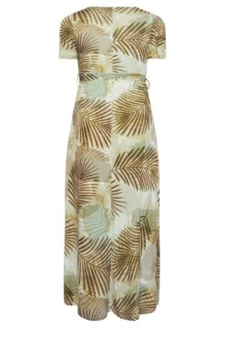 YOURS Curve Brown Tropical Leaf Print Wrap Dress -Luna Looks Zone 6d7a40c3 d799 49 301987 Y