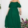 YOURS LONDON Curve Forest Green Bardot Ruffle Maxi Dress