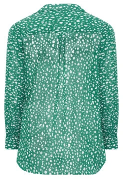 YOURS LONDON Curve Green Dalmatian Pleat Sleeve Shirt -Luna Looks Zone 6dcd6e01 98e6 4b 161967 Y