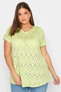 YOURS Curve 2 PACK Black Broderie Swing T-Shirts