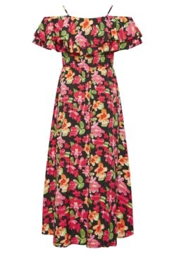 YOURS LONDON Curve Black Floral Bardot Ruffle Maxi Dress -Luna Looks Zone 6f513531 de17 48 161956 Y
