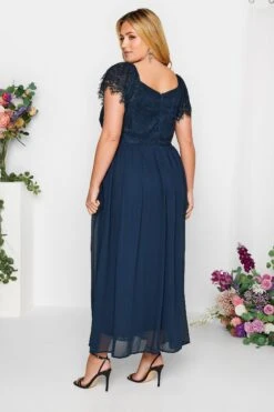 YOURS LONDON Curve Navy Blue Lace Detail Wrap Maxi Dress -Luna Looks Zone 6f565617 83b9 4c 161893 D