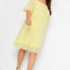 YOURS Curve Yellow Broderie Anglaise Bardot Dress