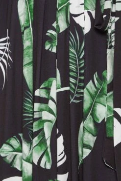 YOURS Curve Black Leaf Print Wrap Front Midaxi Dress -Luna Looks Zone 7126e653 8947 42 302151 Z