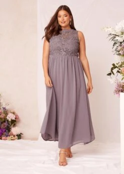 YOURS LONDON Curve Purple Lace Front Chiffon Maxi Dress -Luna Looks Zone 71ab0477 cfa7 42 161505 L