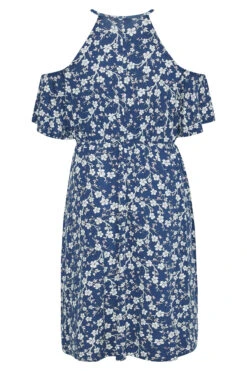YOURS Curve Blue Floral Cold Shoulder Dress -Luna Looks Zone 71abaf33 b469 49 300798 Y