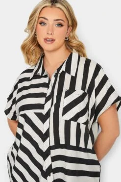 YOURS PETITE Curve Black & White Stripe Shirt -Luna Looks Zone 71afafb2 55da 49 174506 D