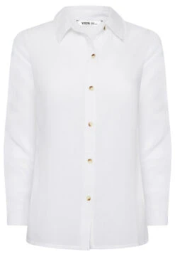 YOURS PETITE Curve White Linen Blend Shirt -Luna Looks Zone 71fe513c 9ab8 48 174428 X