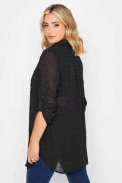 YOURS LONDON Curve Black Check Chiffon Shirt