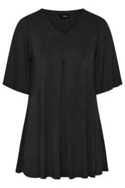 YOURS Curve Black Pleat Angel Sleeve Swing Top -Luna Looks Zone 72d1865d 6342 45 320315 X